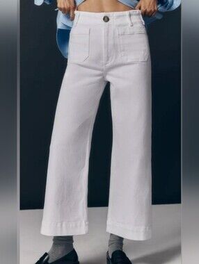 NWOT Maeve The Colette White High-Rise Wide-Leg Trousers